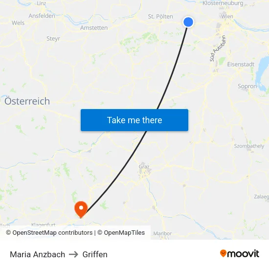 Maria Anzbach to Griffen map