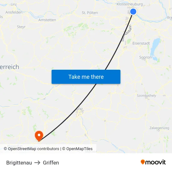 Brigittenau to Griffen map