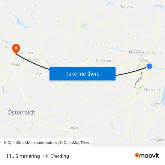 11., Simmering to Eferding map