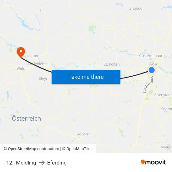 12., Meidling to Eferding map