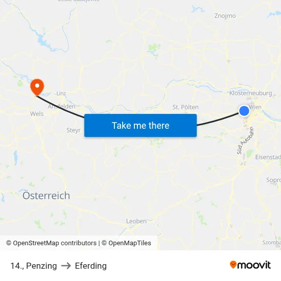 14., Penzing to Eferding map