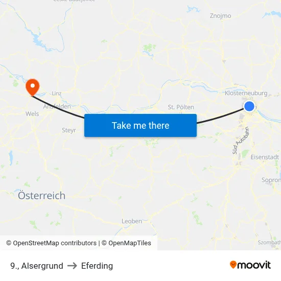 9., Alsergrund to Eferding map