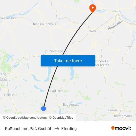 Rußbach am Paß Gschütt to Eferding map