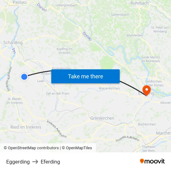 Eggerding to Eferding map