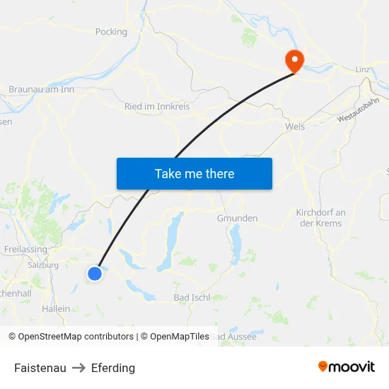 Faistenau to Eferding map