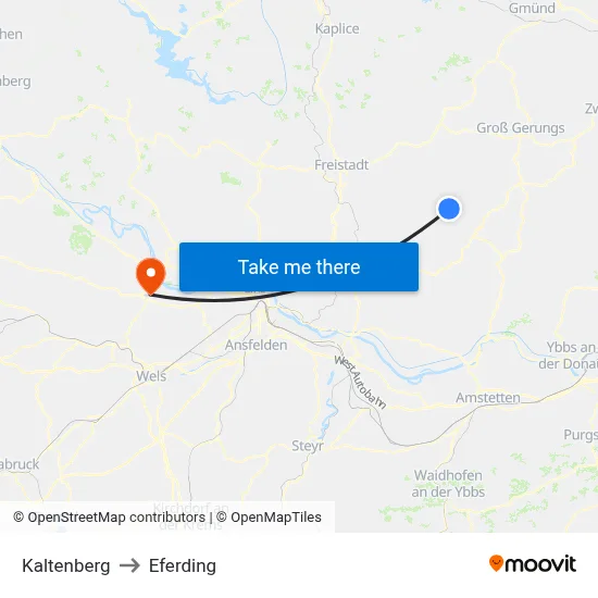 Kaltenberg to Eferding map