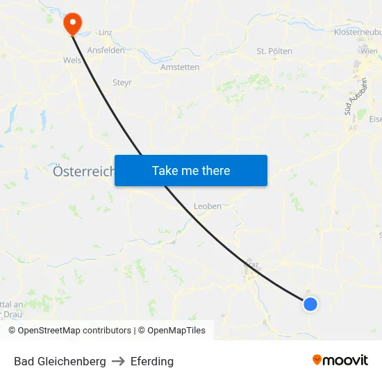 Bad Gleichenberg to Eferding map