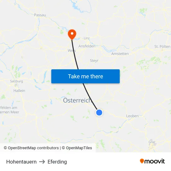 Hohentauern to Eferding map