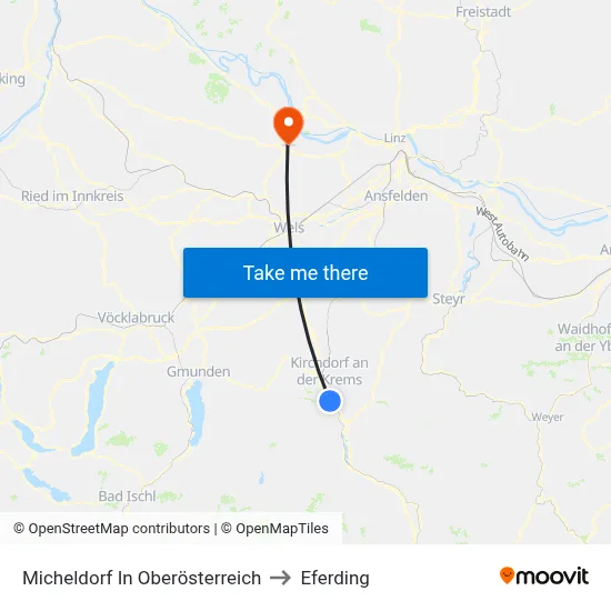 Micheldorf In Oberösterreich to Eferding map