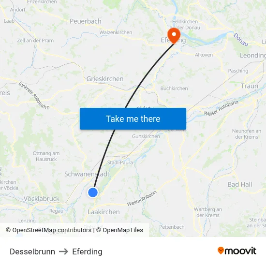 Desselbrunn to Eferding map