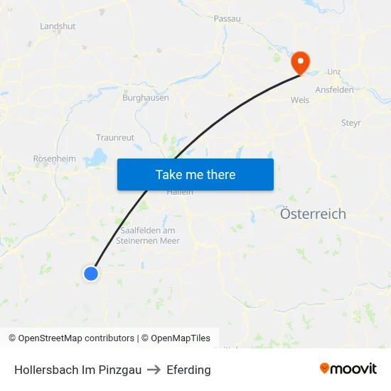 Hollersbach Im Pinzgau to Eferding map