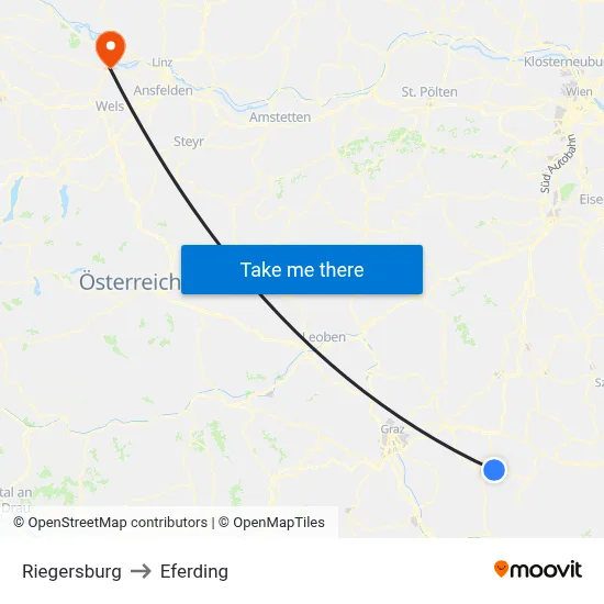 Riegersburg to Eferding map