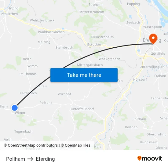 Pollham to Eferding map
