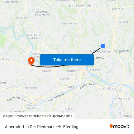 Alberndorf In Der Riedmark to Eferding map