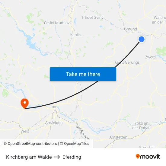 Kirchberg am Walde to Eferding map