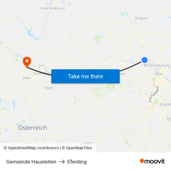 Gemeinde Hausleiten to Eferding map
