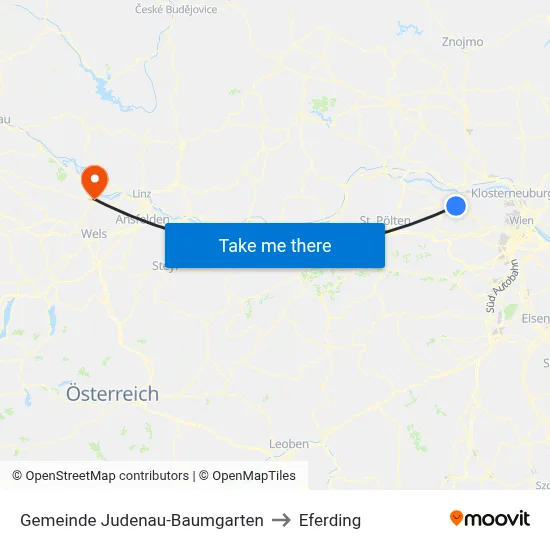 Gemeinde Judenau-Baumgarten to Eferding map