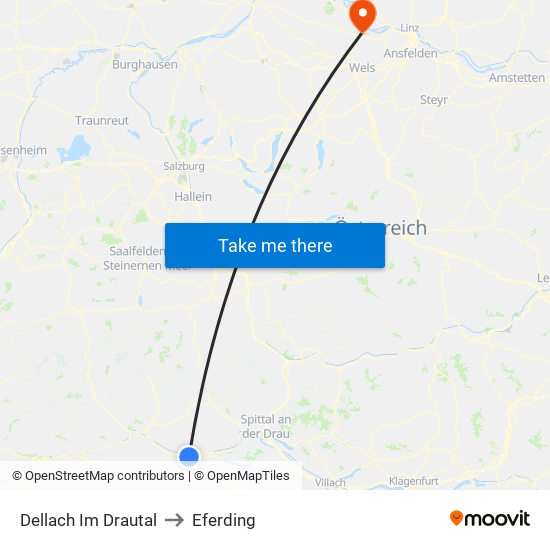Dellach Im Drautal to Eferding map