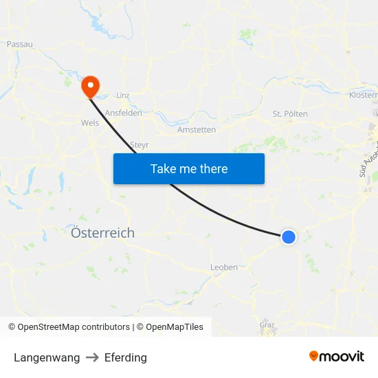 Langenwang to Eferding map