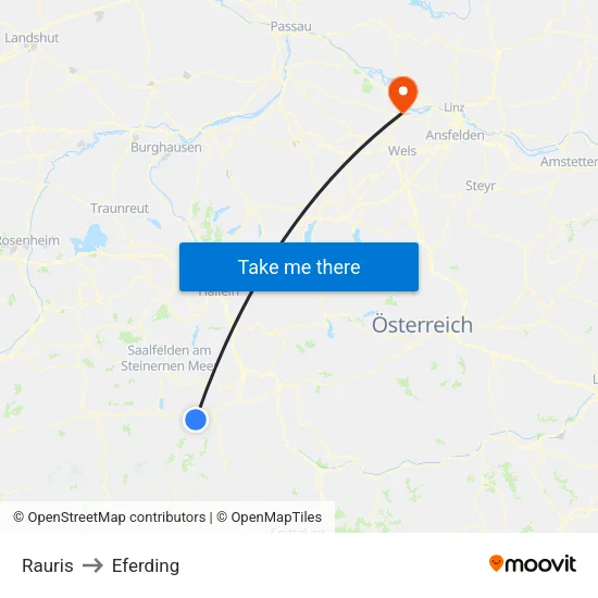 Rauris to Eferding map