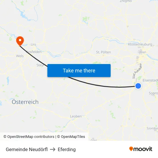 Gemeinde Neudörfl to Eferding map