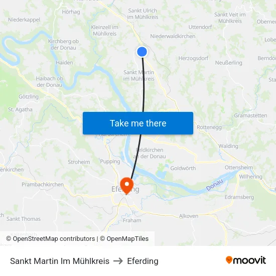 Sankt Martin Im Mühlkreis to Eferding map