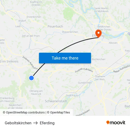 Geboltskirchen to Eferding map