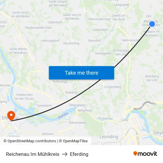 Reichenau Im Mühlkreis to Eferding map