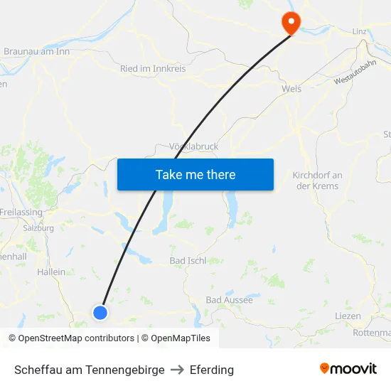 Scheffau am Tennengebirge to Eferding map
