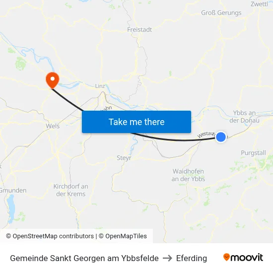 Gemeinde Sankt Georgen am Ybbsfelde to Eferding map