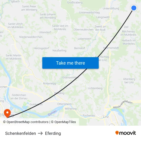 Schenkenfelden to Eferding map