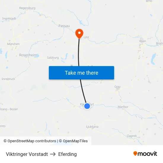 Viktringer Vorstadt to Eferding map