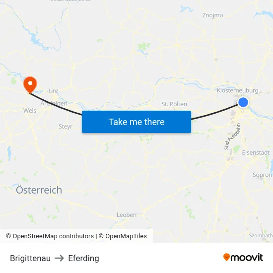 Brigittenau to Eferding map