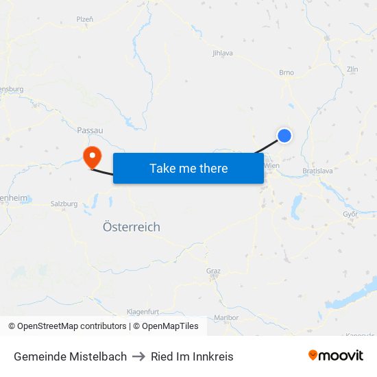 Gemeinde Mistelbach to Ried Im Innkreis map