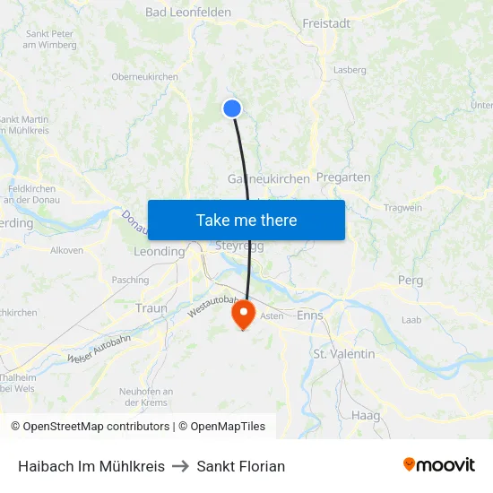 Haibach Im Mühlkreis to Sankt Florian map
