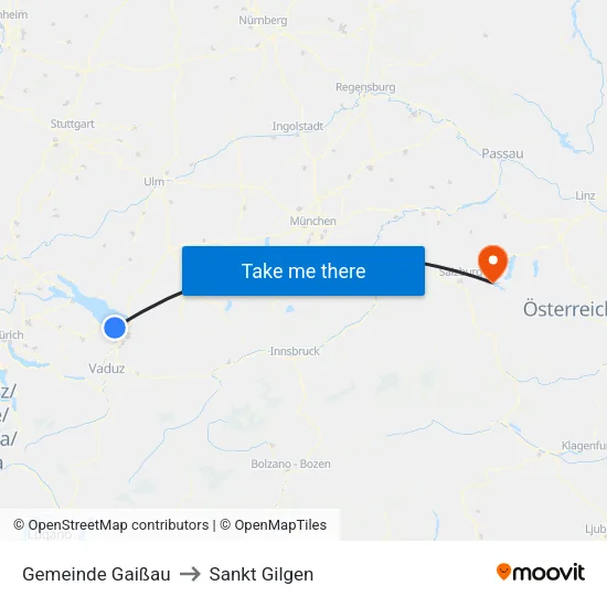 Gemeinde Gaißau to Sankt Gilgen map