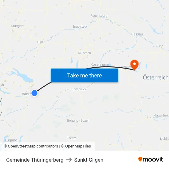 Gemeinde Thüringerberg to Sankt Gilgen map