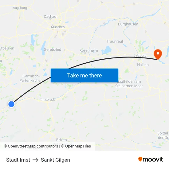 Stadt Imst to Sankt Gilgen map