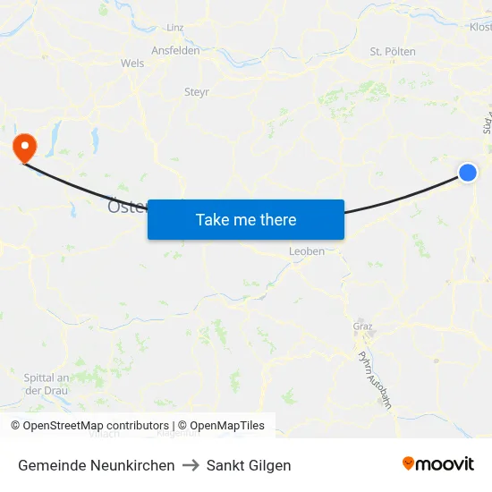 Gemeinde Neunkirchen to Sankt Gilgen map