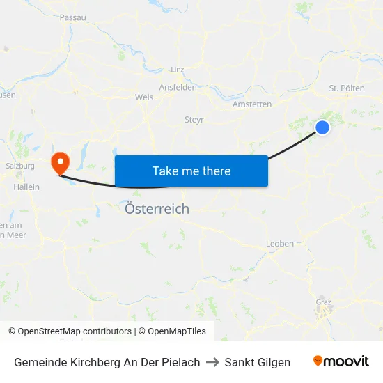 Gemeinde Kirchberg An Der Pielach to Sankt Gilgen map