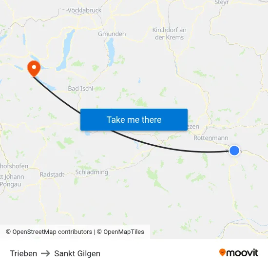 Trieben to Sankt Gilgen map