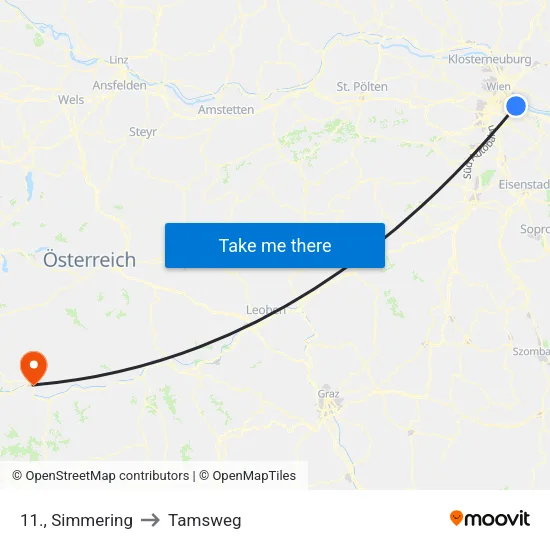11., Simmering to Tamsweg map