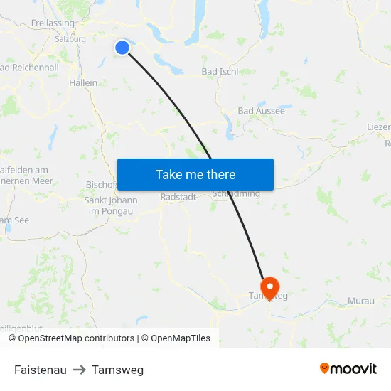 Faistenau to Tamsweg map