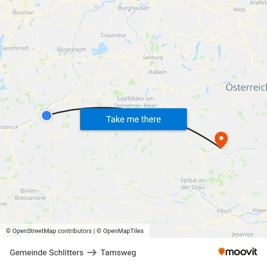 Gemeinde Schlitters to Tamsweg map