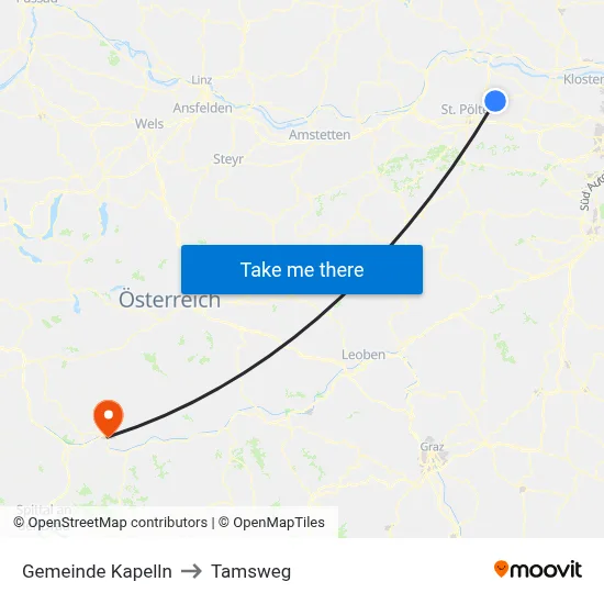 Gemeinde Kapelln to Tamsweg map
