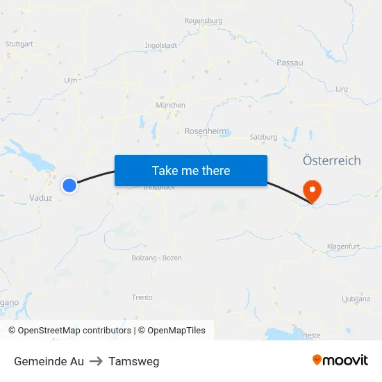 Gemeinde Au to Tamsweg map