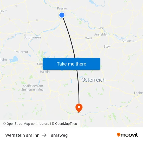 Wernstein am Inn to Tamsweg map