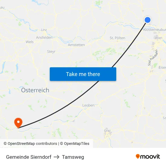 Gemeinde Sierndorf to Tamsweg map