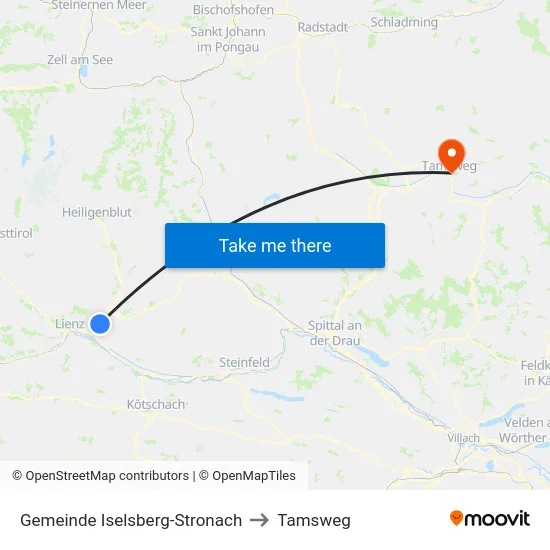 Gemeinde Iselsberg-Stronach to Tamsweg map