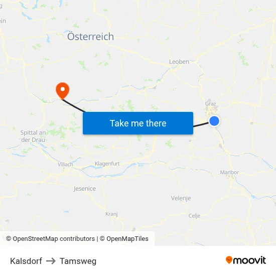 Kalsdorf to Tamsweg map